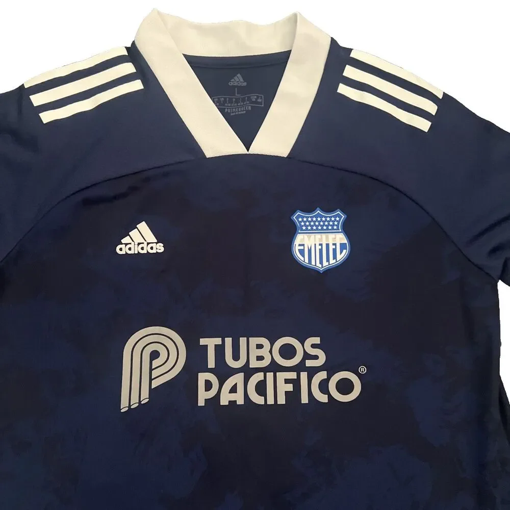 Club Sport Adidas Emelec Mens Large Blue Soccer Jersey Tubos Pacifico Football